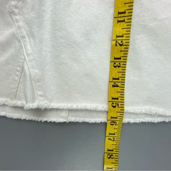 Madewell Rigid Denim A-Line white button fly mini skirt with raw edge sz 27 - Picture 10 of 12